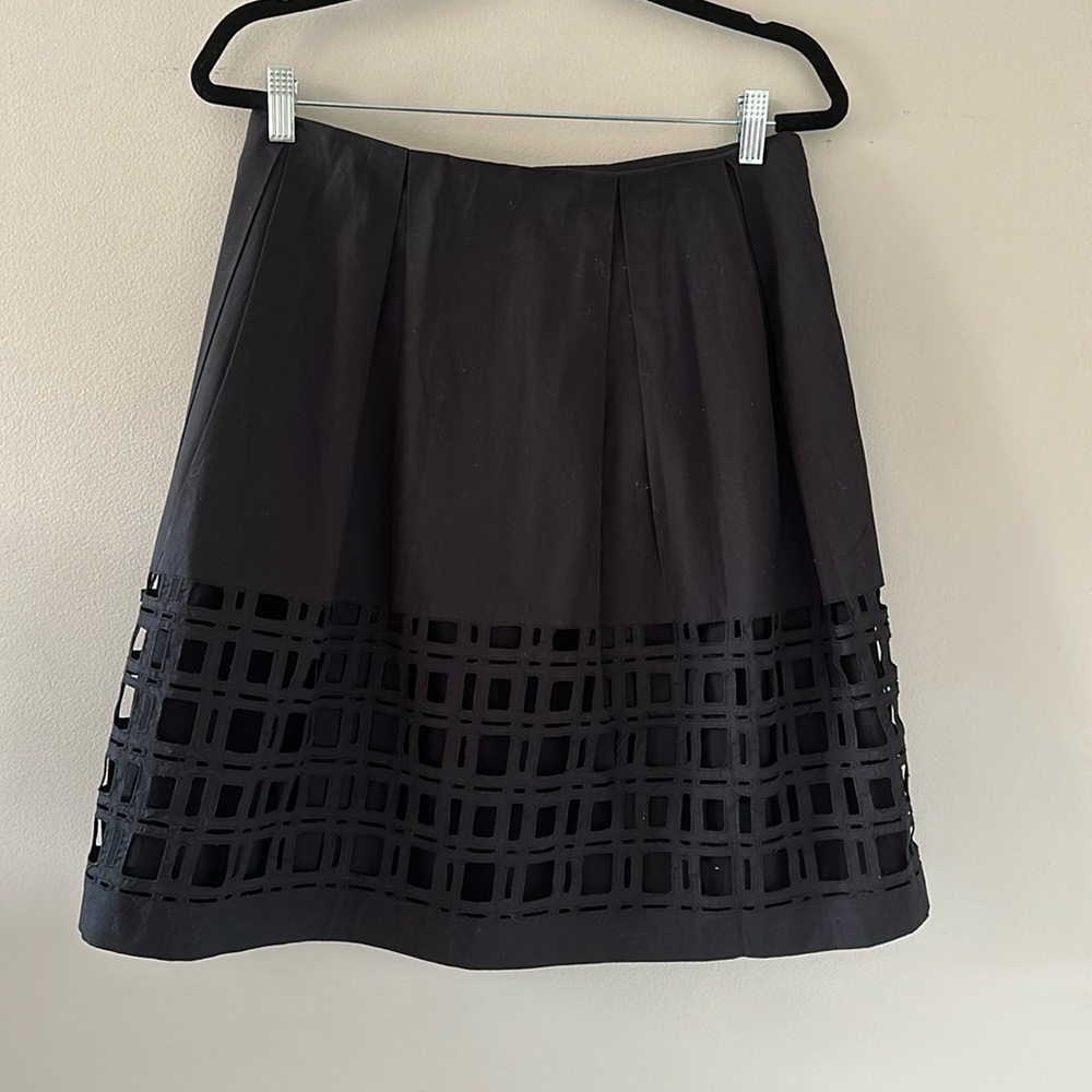 Club Monaco Black Double Layer Cotton A-Line Skirt with Cut-Outs Size 10